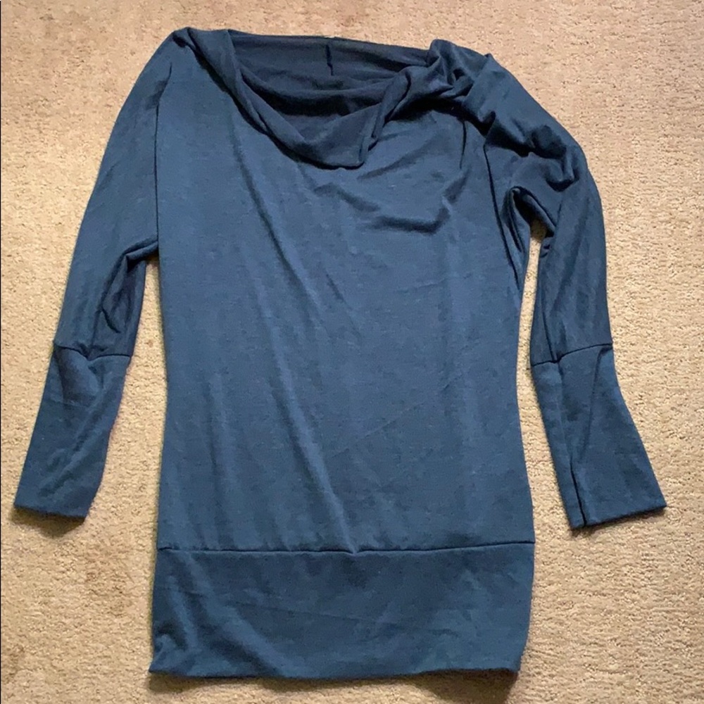 Three tunic sweaters, gray, maroon, medium blue